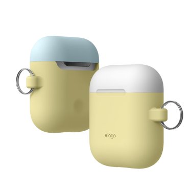 Elago Protective Silicon DUO Hang Case - Airpods - Yellow/Pastel Blue/Pastel Blue