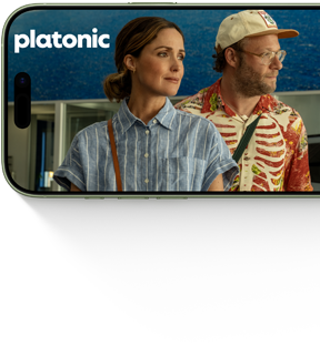 iPhone 17, voorkant, met de Apple TV+-serie Platonic